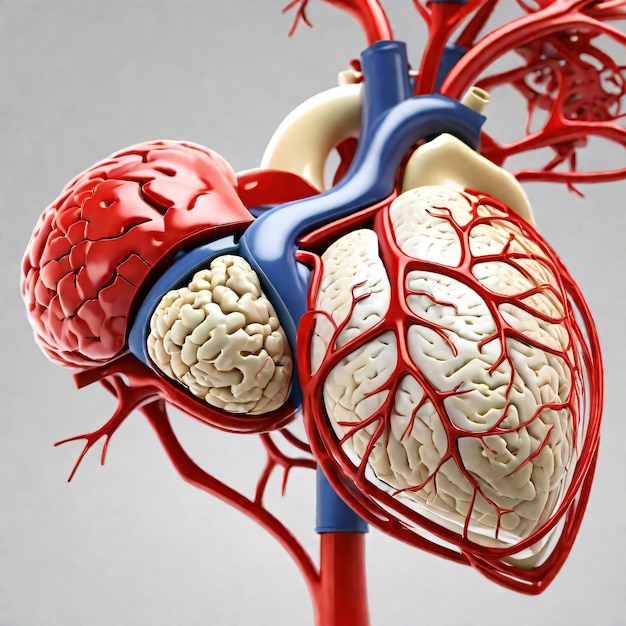 Photo 3d human heart internal organs with blood vessels medical science