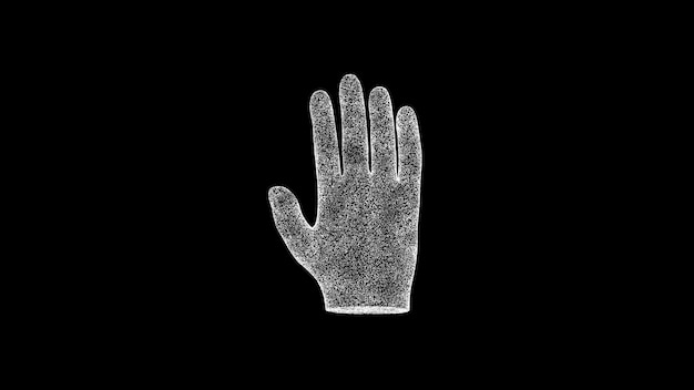 Фото 3d человеческая ладонь на черном фоне объект растворил белые мерцающие частицы фон для деловой рекламы научная концепция для представления текста заголовка 3d анимация