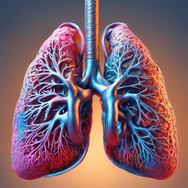 Photo 3d humen lungs ultra detail hyperrealism complex composition dynamic light random background