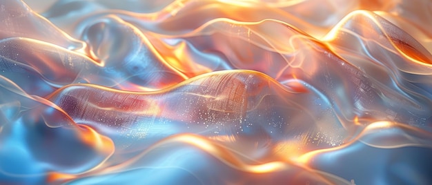3D hypnotische dans van doorzichtige glazen linten en dynamische holografische golven op een grillige witte abstracte achtergrond prachtige banner achtergrond en behang