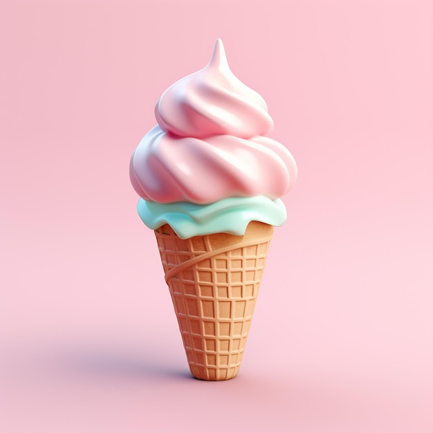 3D Ice Cream Cartoon Icon Logo Wallpaper Background Illustration for Banner Poster and Flyer