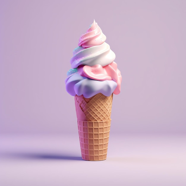 3d ice cream icon with colorful background