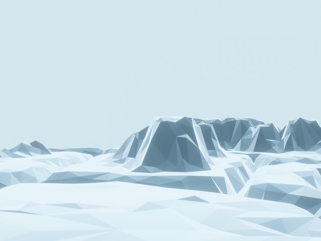 3d ice mountain low poly terrain