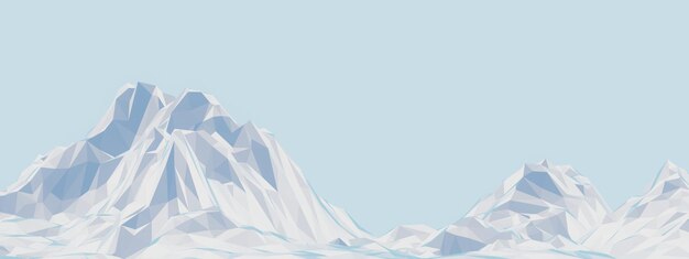 3D ice mountain Low poly terrain