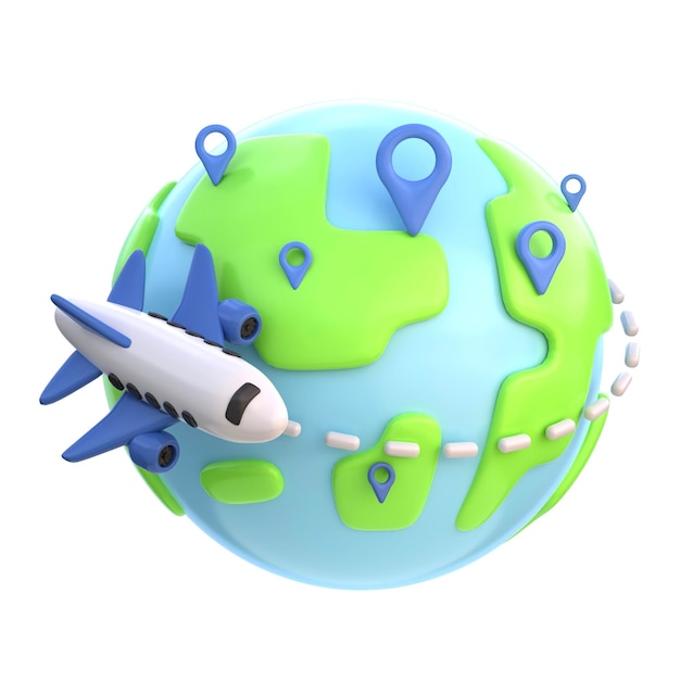 3D-icon Airplane Trave 3D-illustratie 3D-element 3D-rendering Grafische elementen ontwerpelement