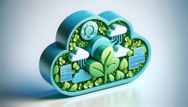 Photo 3d icon as eco friendly cloud go green with cloud services that prioritize eco friendly operations a