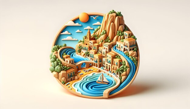 Photo 3d icon as sicilian shores explore sicily sandy beaches and charming hilltop towns for a quintessent