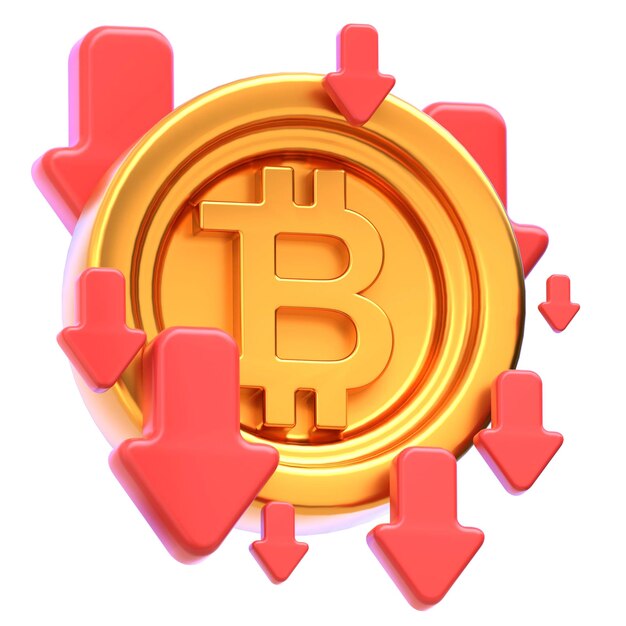 3D-icon Bitcoin Verlies 3D-illustratie 3D-element 3D-rendering Grafische elementen ontwerpelement