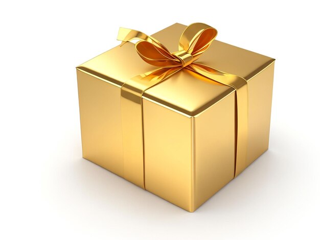 Photo 3d icon colored gift box with gold wrapping valentines day concept