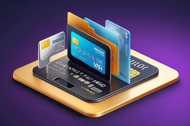 3D icon credit card money financial pay for online shopping bank payment credit card