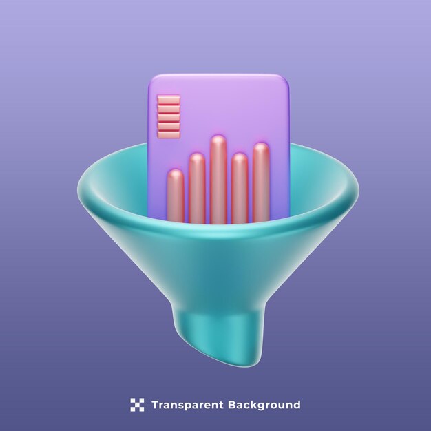 3d icon data scince for sales funnel