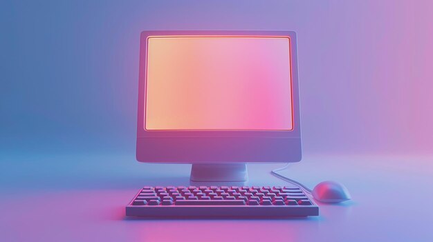 3d icon design for a desktop computer and keyboard