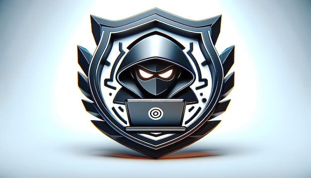 3D Icon Digital Intruder Crest Een slank ontwerp dat digitale indringing symboliseert voor veiligheidsinstanties