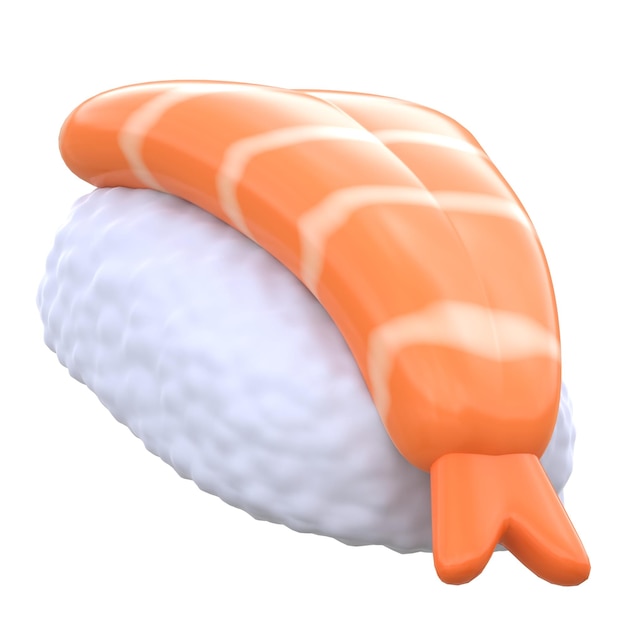 3D-icon Ebi Nigiri 3D-illustratie 3D-element 3D-rendering Grafische elementen ontwerpelement