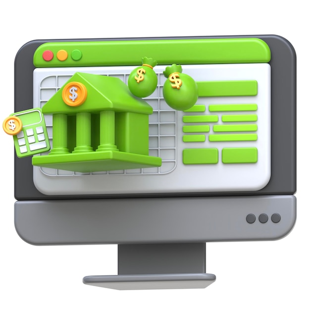 3d-icon Financiën en boekhouding Online cursus 3d-illustratie 3d-element 3d-rendering Grafisch element