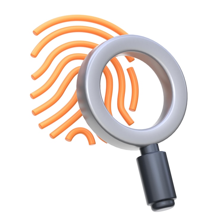 Photo 3d icon fingerprint search 3d illustration 3d element 3d rendering graphic elements design element