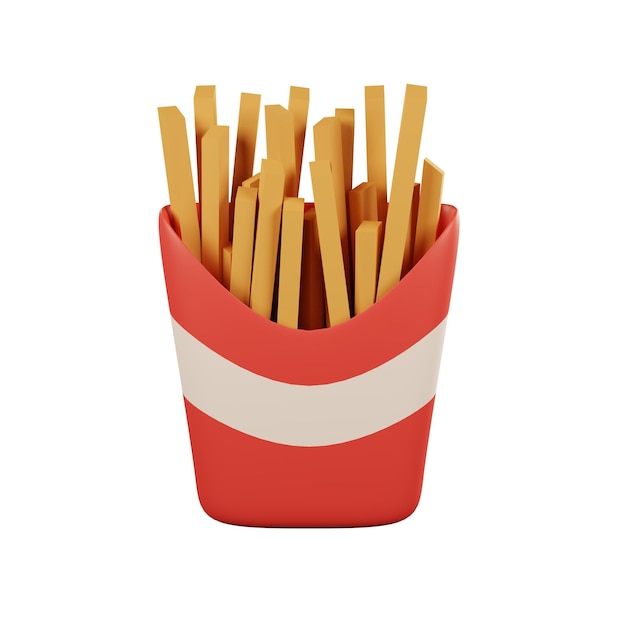 3d иконка картофеля фри, закуска, которую часто можно найти в ресторанах быстрого питания