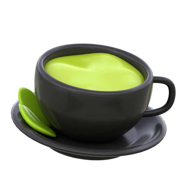 Foto icona 3d tè verde illustrazione 3d elemento 3d rendering elementi grafici elemento di progettazione