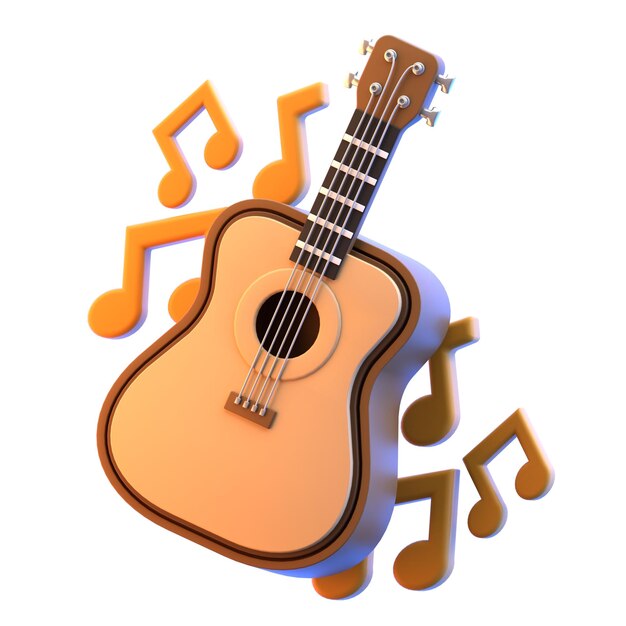 Photo 3d icon guitar 3d illustration 3d element 3d rendering graphic elements design element