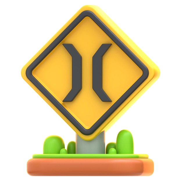 Photo 3d icon narrow bridge sign 3d illustration 3d element 3d rendering graphic elements design element