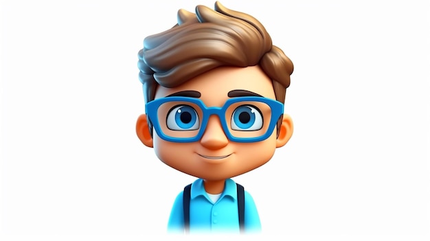 3d icon people kawaii cartoon of a smiling man isolated on white background made by generative AI