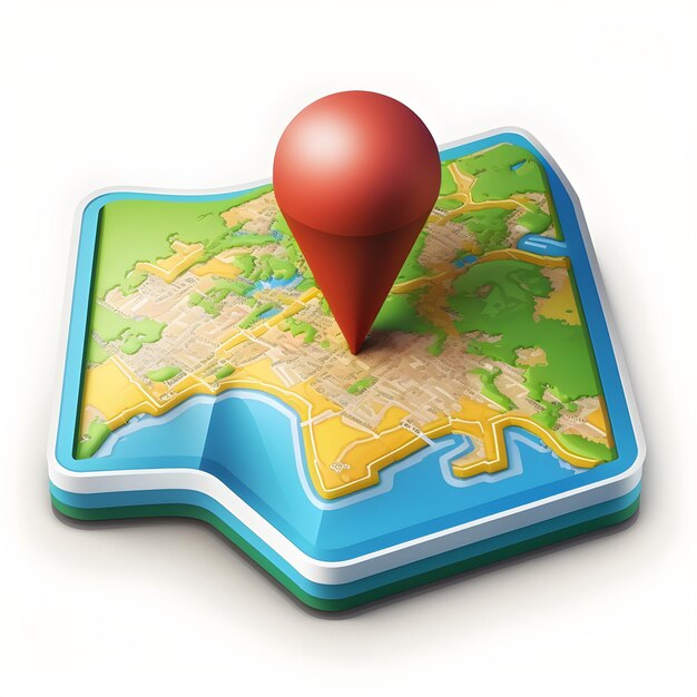 3d icon pin on the map