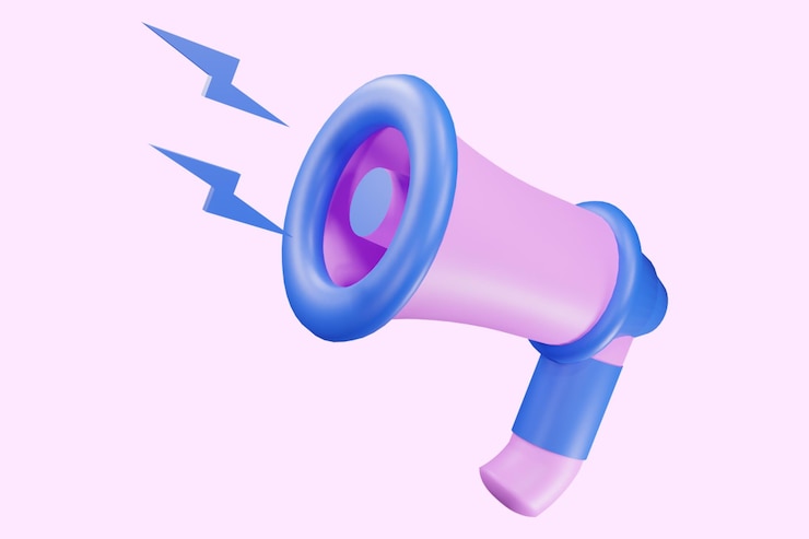 Photo 3d icon pink megaphone for advertising, promotion, sale and marketing illustration