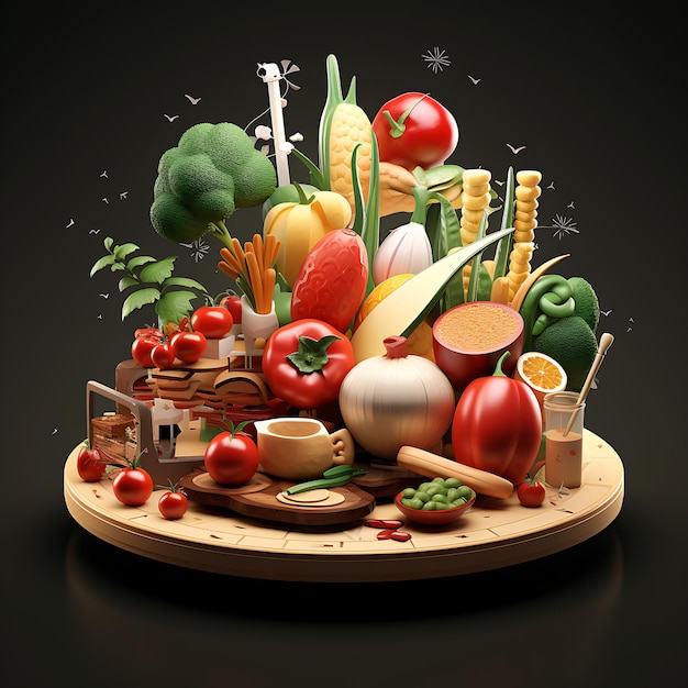 3D icon representing food and culinary arts