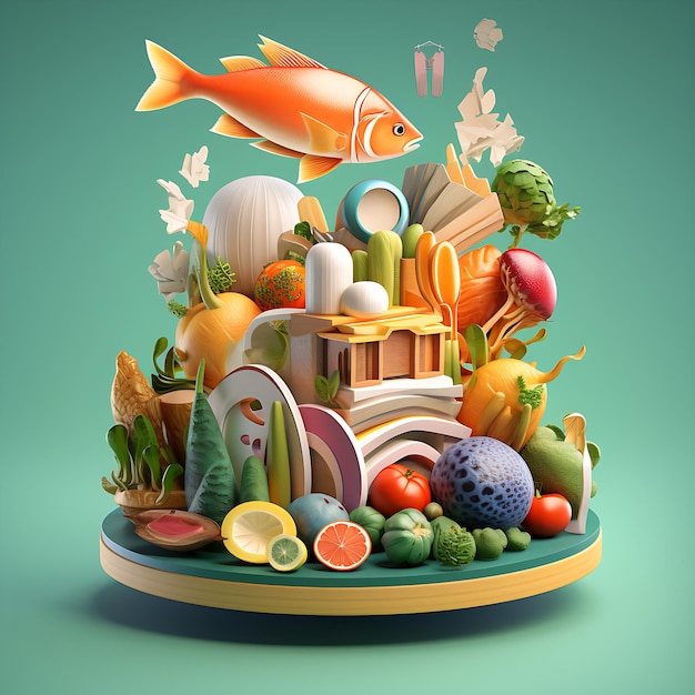 3D icon representing food and culinary arts