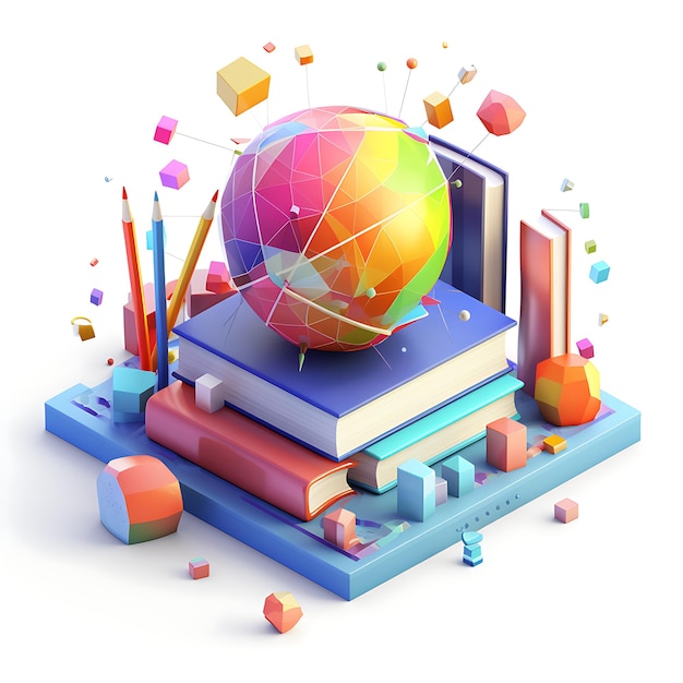 3D icon representing learning and education