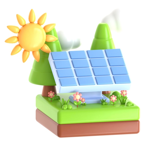 Photo 3d icon solar panel 3d illustration 3d element 3d rendering graphic elements design element