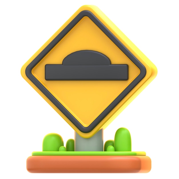 3d-icon Speed Bump Sign 3d-illustratie 3d-element 3d-rendering Grafische elementen ontwerpelement