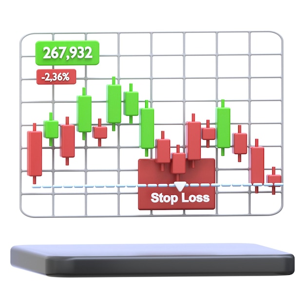 3d-icon Stop Loss Order 3d-illustratie 3d-element 3d-rendering Grafische elementen ontwerpelement