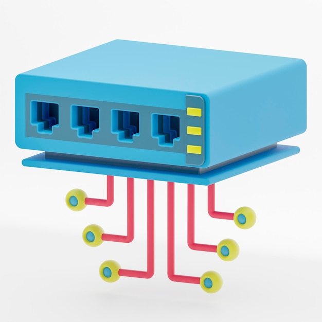 3d icon of switch network device on computer network for network connectivity