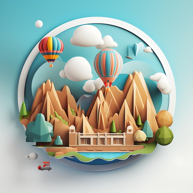 3D icon symbolizing travel and adventure