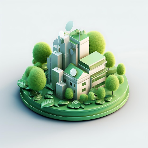 持続可能性と環境に優しい実践を表す 3D アイコン