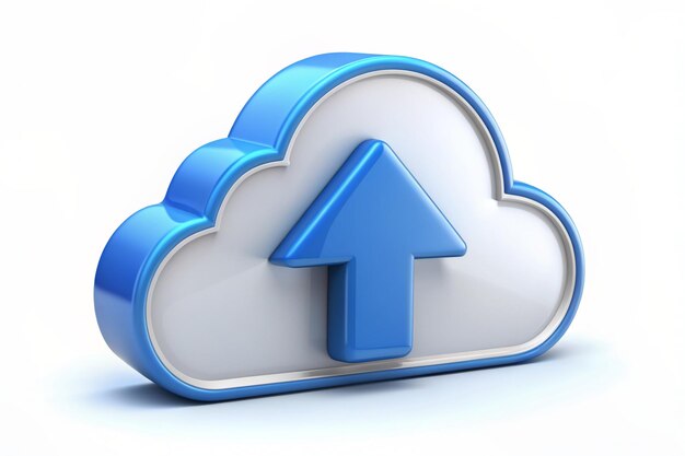 3d icon upload data to cloud computing concept for file sharing and data transfer system upload to server with white up arrow use for mobile app website 3d vector with shadow render illustration