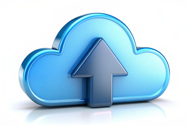 3d icon upload data to cloud computing concept for file sharing and data transfer system upload to server with white up arrow use for mobile app website 3d vector with shadow render illustration