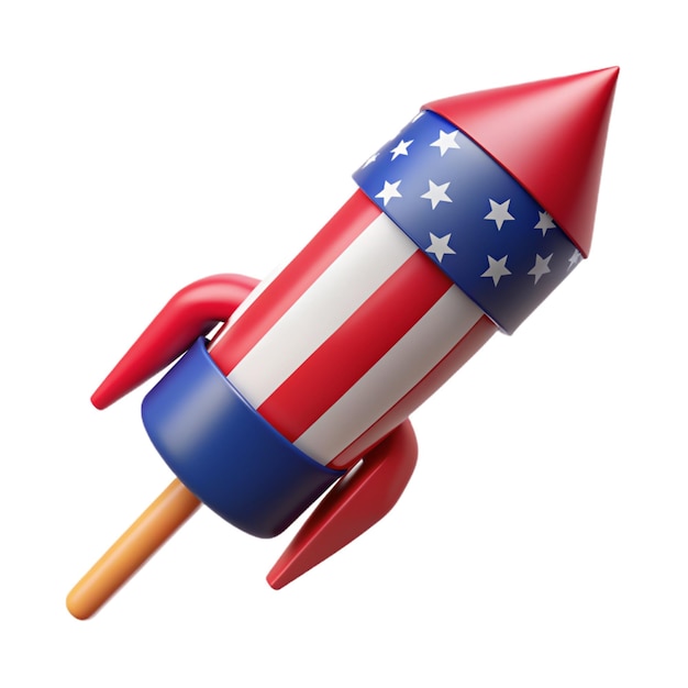 Photo 3d icon of usa fireowrk rocket