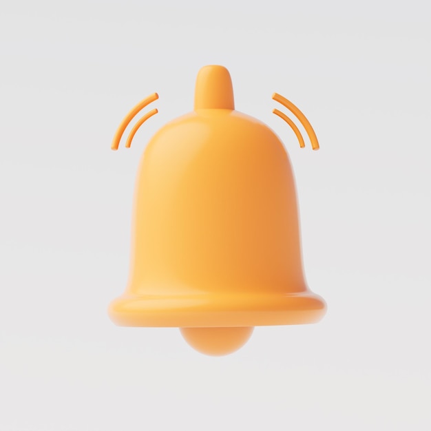 3d icon yellow notification bell isolate on white background social media concept 3d illustration