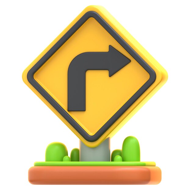 3d-icone Dreig naar rechts Teken 3d-illustratie 3d-element 3d-rendering Grafische elementen ontwerpelement