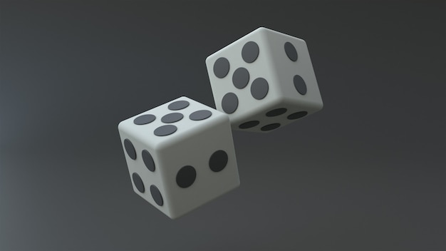 3d icons white black elegant dice