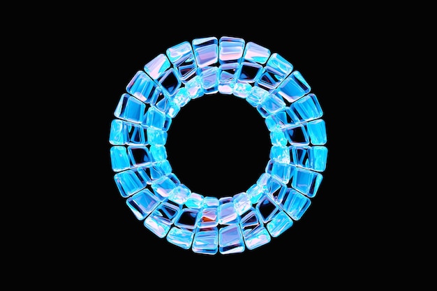 Фото 3d-иллюстрация голубого тора фантастическая клетка простые геометрические фигуры