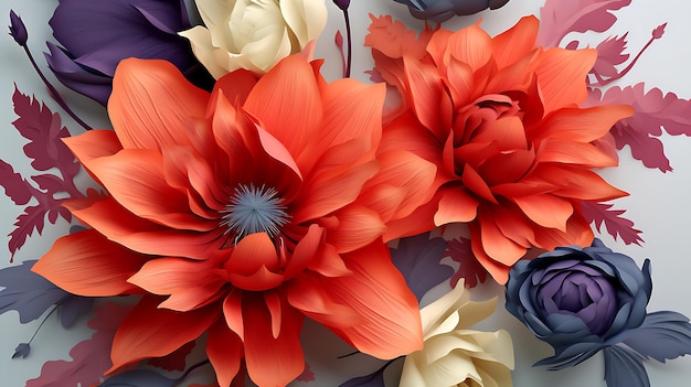 3d illustrated flowers