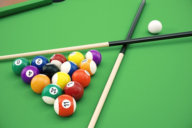 3D illustratie Amerikaanse pool snookerballen.