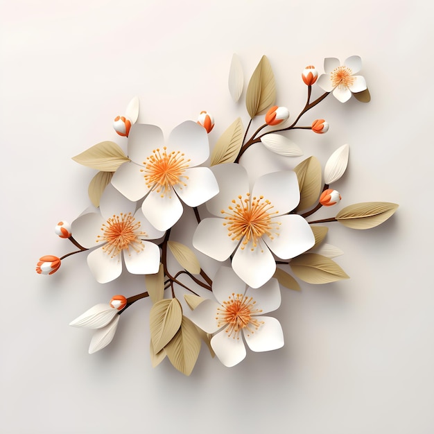 3d illustratie behang bloem wit en goud luxe decoratief
