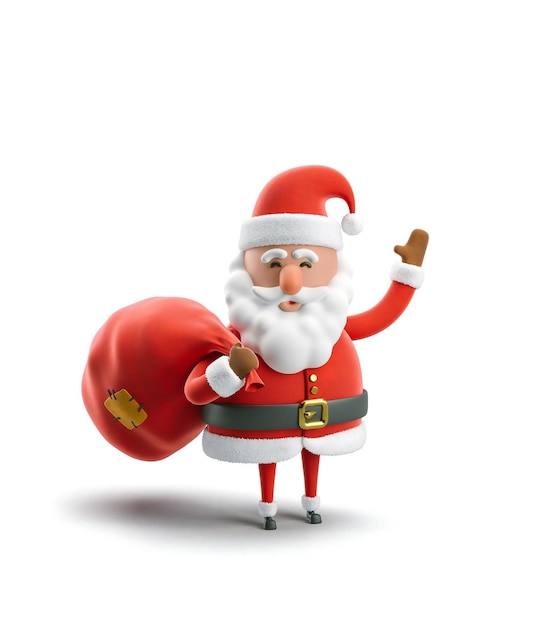 3d Illustratie Cartoon personage Kerstman kerstkaart