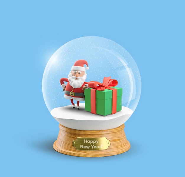 3d Illustratie Cartoon personage Kerstman kerstkaart