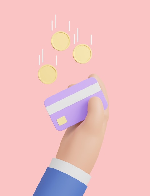 3D illustratie Cashback loyaliteitsprogramma concept Creditcard of bankpas Terugbetaling geld service