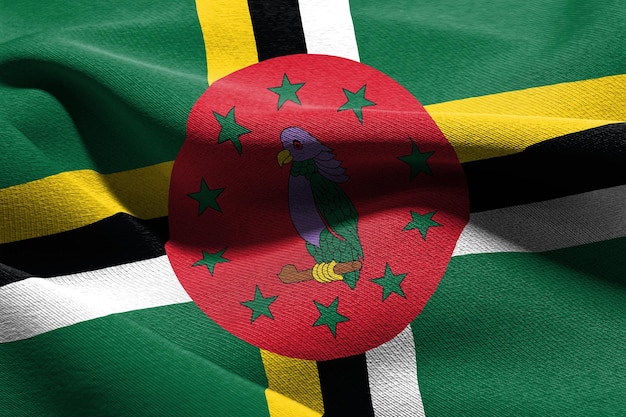 3D illustratie close-up vlag van Dominica